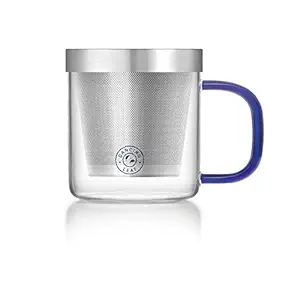 Dancing Leaf Grande Transparent Tea Mug with Heat Resistant Stainless Steel Infuser & Lid, Perfect Tea Cup for Office and Home Uses Suitable for Teabags, Loose Leaf & Fine Leaf Tea (500ml)