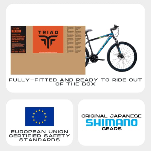 Image of TRIAD Unisex-Adult M1 26t 26 Inches Mountain Bike 18 Inch 21 Speed Fully Fitted Mountain Bicycle (Matt Black, Ideal For:15+ years)