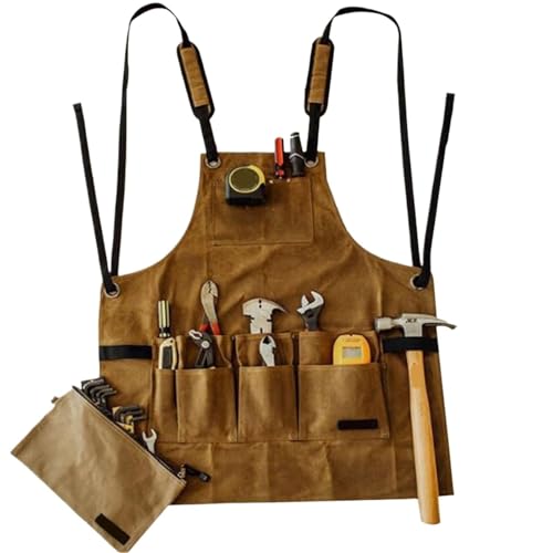 LSNNMU Tablier De Travail Tablier de Travail Unisexe en Toile Robuste avec Poches à Outils for Le Travail du Bois et la Peinture