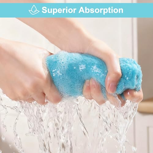 Image of JOYMOOP Microfiber Cleaning Cloths Cyan, 11.8 inch x 11.8 inch Kitchen Towels - Reusable Cleaning Rags, Lint-Free, Super Absorbent Cleaning Cloths for Kitchen, Car, and Household Cleaning