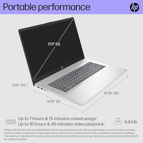 Image of HP 17 Laptop, 17.3 inch HD+ Touchscreen, Intel Core i7-150U, 32GB RAM, 1TB SSD