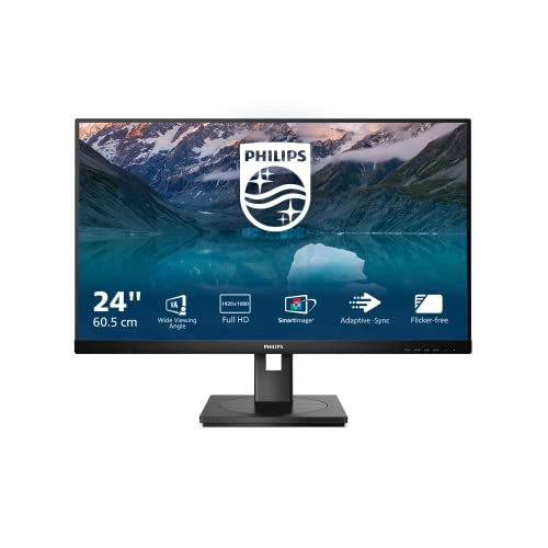 242S9JML - Monitor Full HD da 24 pollici, altezza regolabile, altoparlanti (1920x1080, 75 Hz, VGA, DVI, HDMI, DisplayPort, hub USB), colore nero - Monitor - Immagine 1