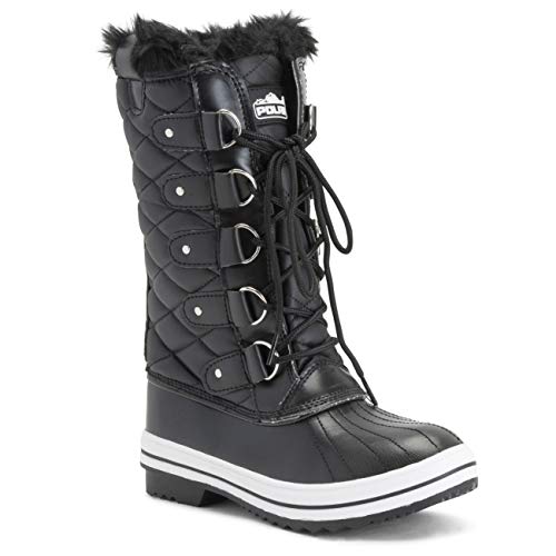 POLAR Womens Snow Boot Quilted Tall Winter Snow Waterproof Warm Rain Boot - 5 - BLL36 YC00102