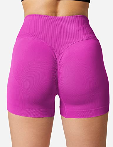 Yeoreo Women Cross Waist Seamless Scrunch Workout Shorts High Waisted Booty Lifting Gym Yoga Shorts Pink S #TOP3
