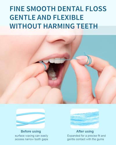 Image of MySmile Woven Dental Floss, Effective Plaque Removal, Cruelty Free Tooth Floss, Mint, Waxed, Expanding, Vegan, Kid-Friendly String Floss with Coconut Oil, 50 Yards