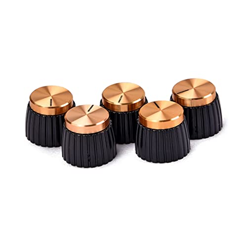 Totority Set of 5 Guitar Volume Knobs Gold Push-on Style Universal Fit for Guitar Amplifiers Size: 15.6mm Top 19.5mm Base