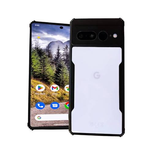 Image of AIBEX Crystal Clear Back Cover Case for Google Pixel 7 Pro | 360 Degree Protection | Shock Proof Design | Transparent Back Cover Case (PC & TPU, Black Bumper)