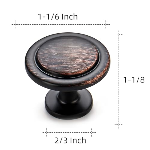 Image of Ravinte 5 Pack 1-1 /4 Inch Kitchen Cabinet Knobs Oil-Rubbed Bronze Zinc Pulls Door Handles for Dresser Drawers
