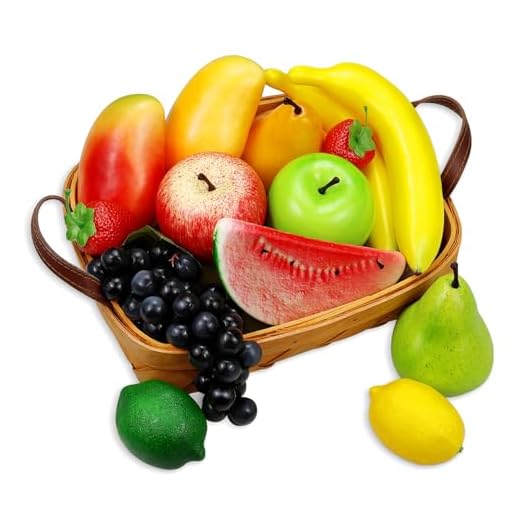 Artificiell fruktpaket, falska frukter för heminredning, simulering fruktset, festjuldekoration, fruktmodle för fotografering, falsk jordgubb, mango, bananer. Totalt 14 delar/set
