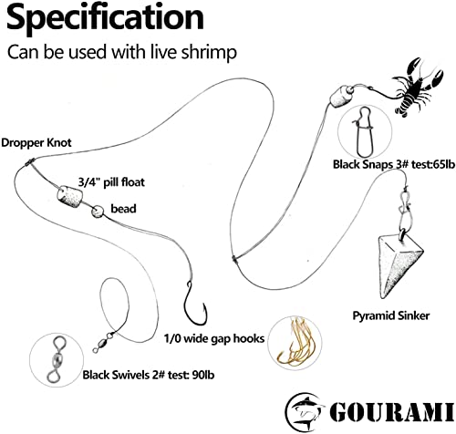 Gourami 6/12PCS Saltwater Pompano Rigs for Surf Fishing,Double Drops Pompano Rig with Floats,Florida Offshore Surf Fishing - Image 5
