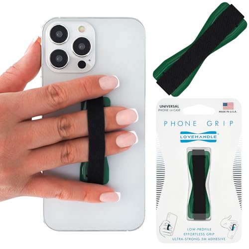 Image of LOVEHANDLE Ultra-Slim Phone Grip - Green Base with Black Strap