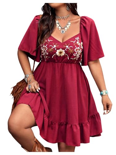 Image of BEAUDRM Women's Plus Size Western Cowgirl Dress Floral Boho Country Flowy Causal Spring Mini Dress Summer Vacation Outfits