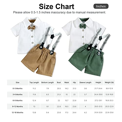 Patpat Baby Boys Gentleman Outfits Suits Short Sleeve Bowtie Shirt And Suspender Shorts Infant Toddler Boy Suit White 3-6 Months #TOP6