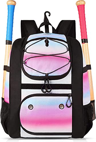 Matein Softball Bag, Lightweight Baseball Bat Backpack With Shoe Compartment, Baseball Bag With Fence Hook For Tball Bat & Equipment, Softball Gift Catchers Bags For Women Fit Batting Glove, Helmet #TOP11