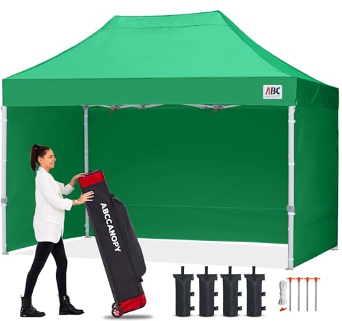 Image of ABCCANOPY Commercial Pop Up Canopy Tent with Sidewalls 10X15,Kelly Green