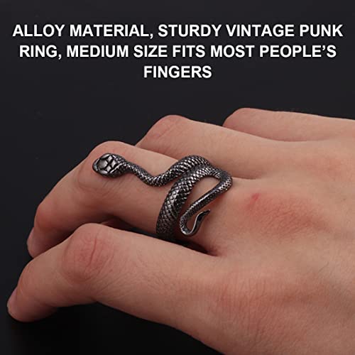 LIUJZZJ 8 stuks verstelbare slangringen punk ring gothic party ring dierenvorm sieraden opening verstelbare vingerring vintage ring gotisch retro roestvrij stalen ringen voor dames en heren - Image 7