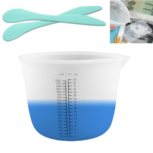 1000ML Große Silikon Mischbecher Messbecher für Epoxidharz Wiederverwendbare Silikonschüssel Handmade für Gießformen Basteln, Schmuckherstellung