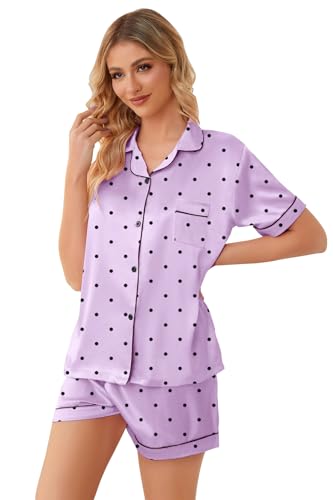 Image of Girls & Womens Satin Pajamas Set, Silk Button-Down Sleepwear 2 Piece Nightwear, 3 Years - Women XXL
