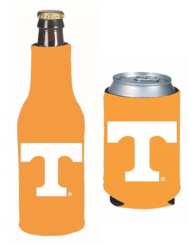 College Team Color Logo Can & Bottle Holder Insulator Beverage Cooler Set (Tennessee (Volunteers) - Orange)