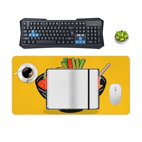Desk Pad Protector 24x12 Inch Extended Cartoon Hotpot Doodle miniatura 4