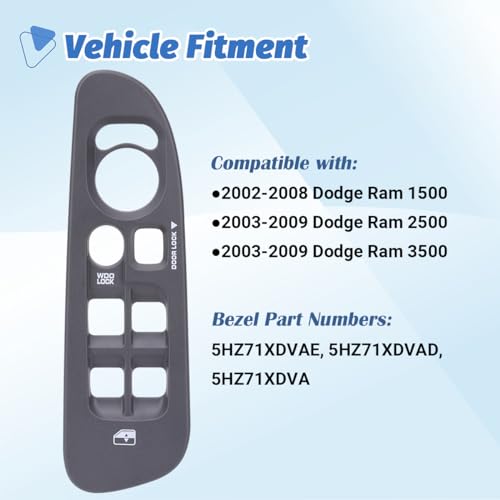 Couvercle d'interrupteur de commande bouton lève-vitre gris Dodge Ram - 2
