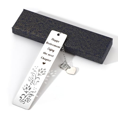 Happy Retirement Gifts, Personalized Meaningful Retired Book Marks for Women 2024 Enjoy The Next Chapter Bookmark for Man Teacher Friend Coworker Leaving Best Reading (Solid Heart Pendent)
