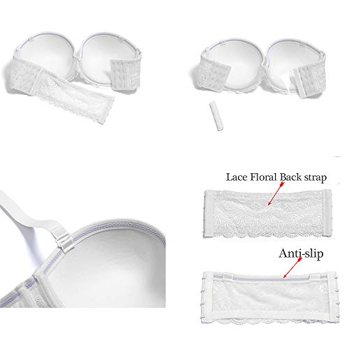 Plusexy Strapless Convertible Clear Straps Bra Underwire Invisible Backless Multiway Wedding Bras For Women White 36D #TOP5