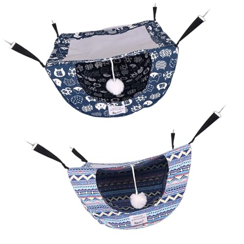 Folpus 2個の猫ハンモック調整可能なストラップと金属製のフックを吊るしやすい小型犬用の ペットハンモックベッド子犬のセーブスペース, M