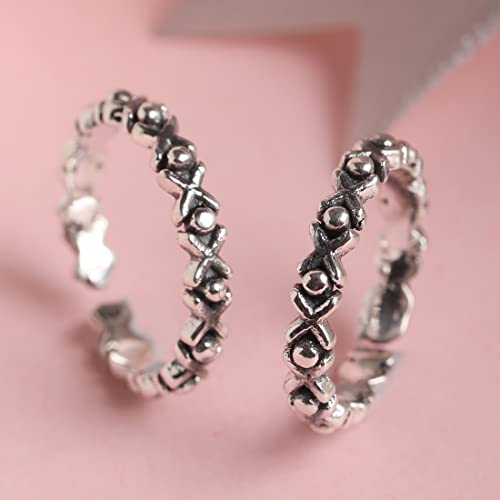 Image of Clara 925 Sterling Silver Size Adjustable Toe Rings Pair Gift for Women