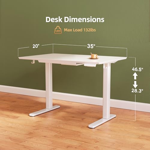 Image of INNOVAR Glass Standing Desk with Drawers 35 x 20 Inch Super White