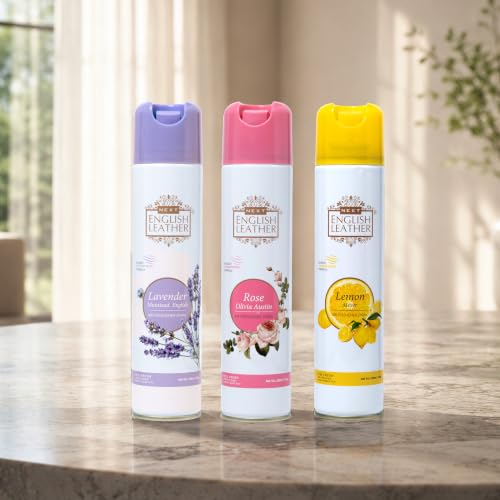 Image of Next Care English Leather Lavender, Rose & Lemon Air Freshener Spray for Home, Car & Office - 220 ml Each (Pack of 3) | Room Freshener with Floral & Citrus Fragrances