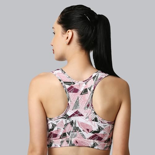 Image of SOIE Women's Medium Impact Quick Dry Padded Racerback Printed Athleisure Sports Bra