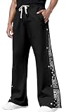 AIEOE Pantalon Hip Hop pour homme avec boutons pression, pantalon baggy imprimé, pantalon de jogging Y2K Streetwear S 3XL, Noir , XL