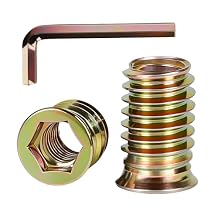 15 PCS 3/8-16 x 20mm Threaded Inserts for Wood Professional Threaded Insert Nuts for Furniture & Wooden Products, Hex Spanner Included