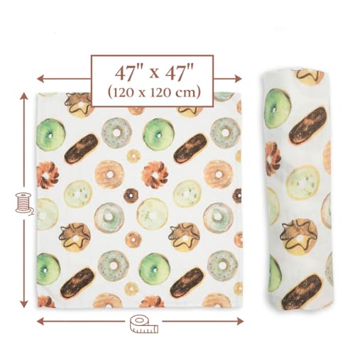 Image of Lulujo Baby Swaddle Blanket| Unisex Softest Bamboo Viscose Muslin Swaddle Blanket| Neutral Receiving Blanket for Girls & Boys 47in x 47in Donuts