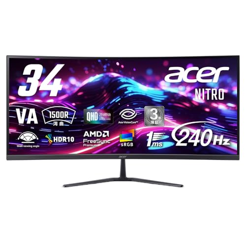 Amazon.co.jp: Acer Nitro 湾曲 34インチ ウルトラワイド UWQHD 広視野