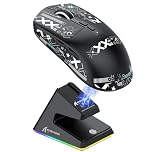 ATTACK SHARK X6 49g SUPERLIGHT Mouse with Magnetic Charging Dock, PixArt PAW3395 Gaming Sensor, BT/2.4G Wireless/Wired Gaming Mouse with Tape, 26000 DPI, X3 Upgrade Mice for Win11/Xbox/PS/Mac (Black)
