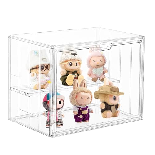 Image of 4 Pack Display Case for Collectibles 4 Layer Updated Adjustable Acrylic Display Case with Magnetic Door Clear Stackable Display Box Hobby Display Cases for Figures