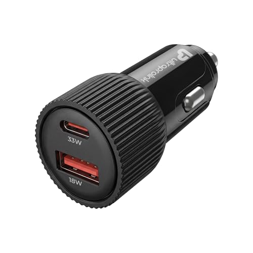 Image of UltraProlink Mach 51W Dual Port Fast Car Charger (USB-C PD 30W /PPS 33W + USB-A QC 18W) for iPhone 17 Series, Galaxy, Vivo, Oppo Phones | UM1270S
