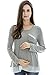 Bearsland Women's Long Sleeves False 2 Pieces Breastfeeding and Nursing Top,Gray,Medium,Gray,Medium