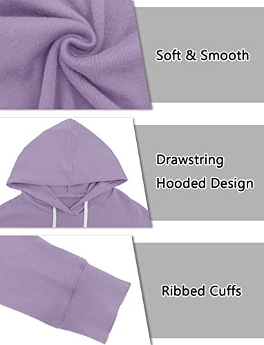 Syellowafter Women Hoodie Long Sleeve Shirts Loose Fit Pullover Casual Sweatshirt Soft Tunic Tops Purple Small