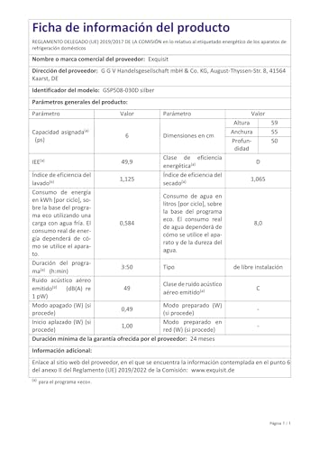 Exquisit Tischgeschirrspüler GSP206-030D silber | Spülmaschine 55 cm freistehend | Kleiner Geschirrspüler 6 Maßgedecke | Tischspülmaschine LED Display