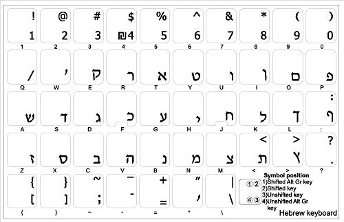 Stickers de teclado hebreo con letra negra miniatura 1