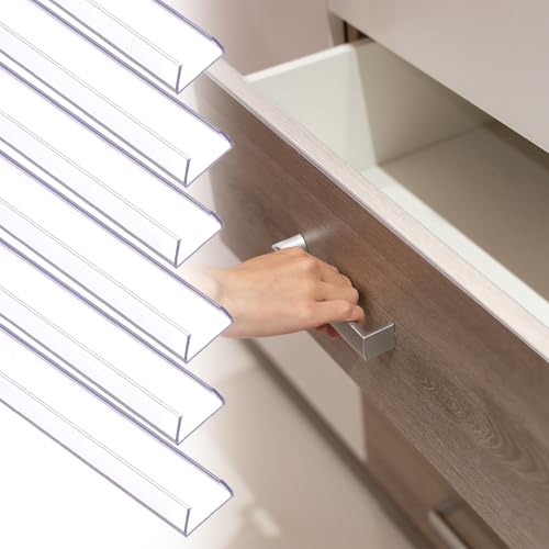 sourcing map 6 protezioni antiscivolo per ante di armadietti, lunghezza 45,7 cm, protezione in PVC per bordi dei cassetti, in plastica, per ante di armadi da cucina da 0,5 cm a 1 cm, trasparente
