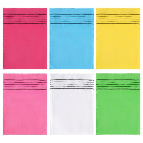Image of 6 PCS Korean Exfoliating Cloth, Exfoliating Mitt Large Body Scrubber Gloves Body Scrubber Washcloth for Dead Skin Removal Home Spa Multi-color Set