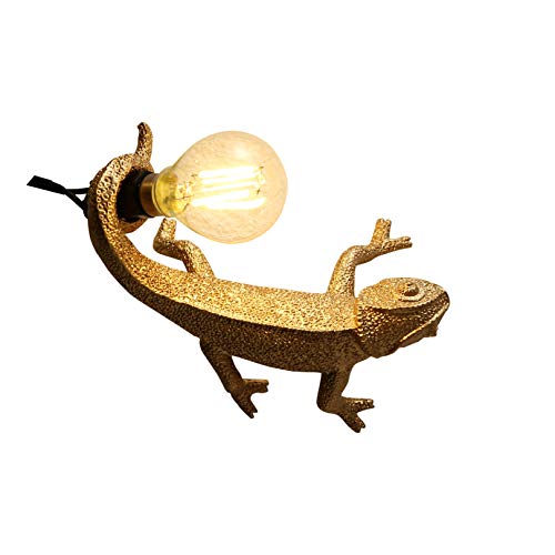 MAYOLA Modern Chameleon Table Light,Wall Lamp, Resin Chameleon Lighting Fixture for Living Room, Bedroom, Office, College Dorm (C-Style-Wall, Gold)