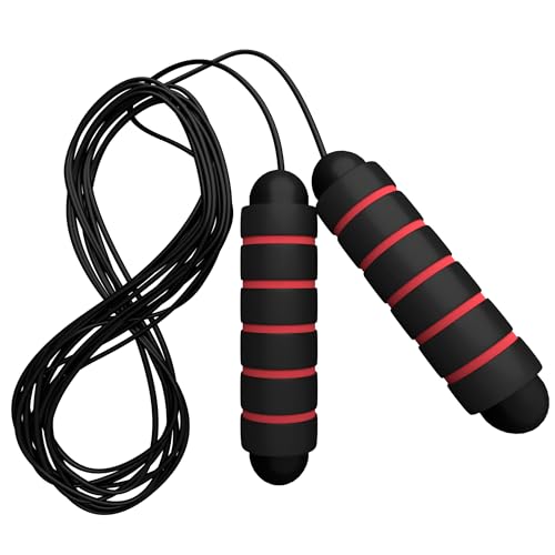 Rmg8 Fit Dynamic Agility Jumping Rope with Smooth Rotation and Adjustable Length, Ideal for Women, Men, and Kids, Enhanced Steel Cable for Effective Home Workouts, Fitness, and Sculpting (Red)