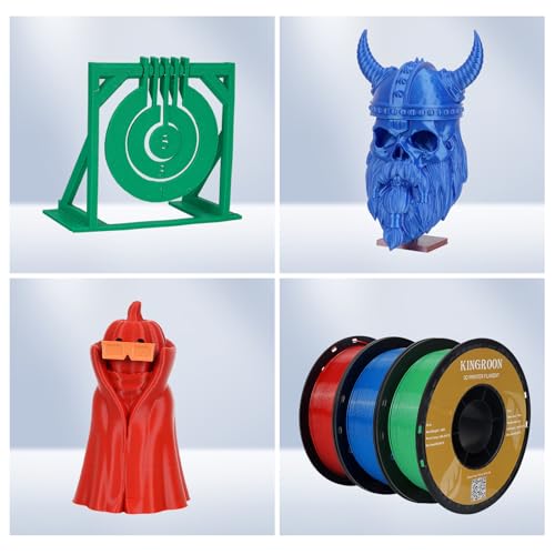 Image of Kingroon PLA 3D Printer Filament, 10 Rolls, Dimensional Accuracy + /- 0.02 mm, 1kg Spool(2.2lbs), 1.75 mm,10KG Ten Colors Black White Grey Red Blue Green Orange Transparent Silver Yellow