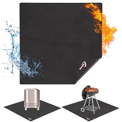 DocSafe 40" Square Fire Pit Mat Under Grill Mat,Fireproof Mat 4 Layers Fire Pit Pad Protect for Deck Patio Grass Outdoor Wood Burning Fire Pit and BBQ Smoker,Portable Reusable and Waterproof,Black