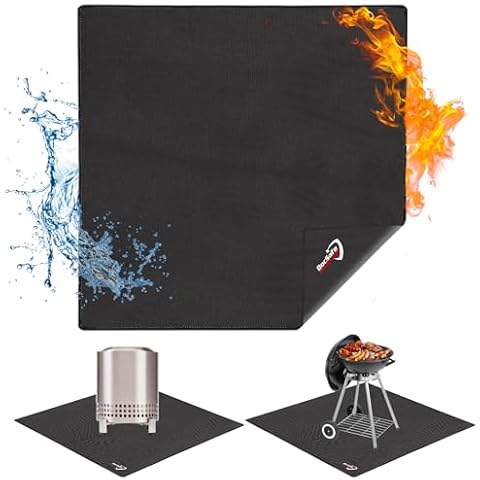 DocSafe 40" Square Fire Pit Mat Under Grill Mat,Fireproof Mat 4 Layers Fire Pit Pad Protect for Deck Patio Grass Outdoor Wood Burning Fire Pit and BBQ Smoker,Portable Reusable and Waterproof,Black Cover